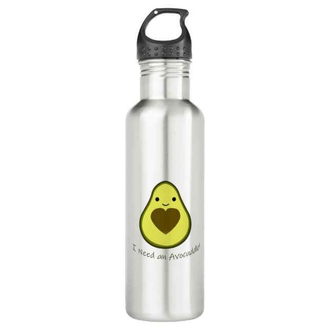 Botella De Agua Necesito un aguacate lindo de Avocuddle Kawaii (Anverso)