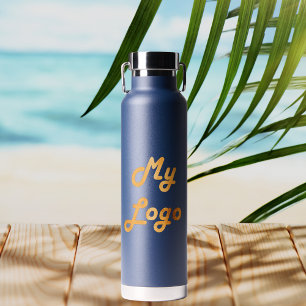 Botella De Agua Negocio de imágenes con logotipo azul de la marina