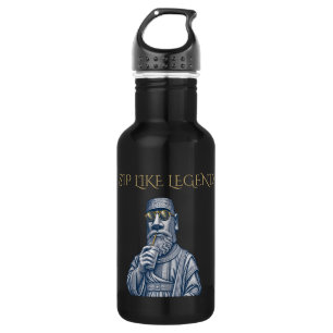 Botella de agua negra con arte vintage Sip Like a