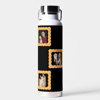 Botella de agua negra personalizada, 3 fotos