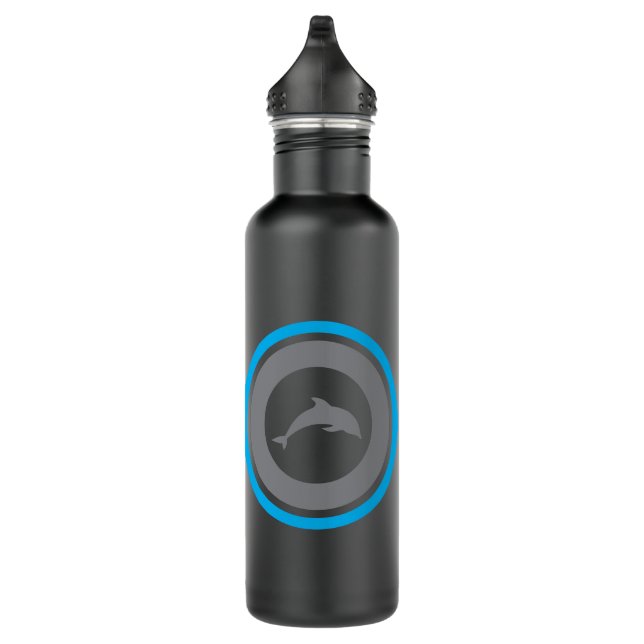 Botella de agua negra PJK / delfín y logotipo (Derecha)