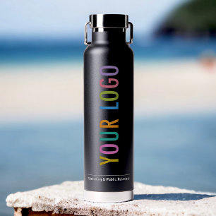 Botella de agua negra Thor personalizada con logot