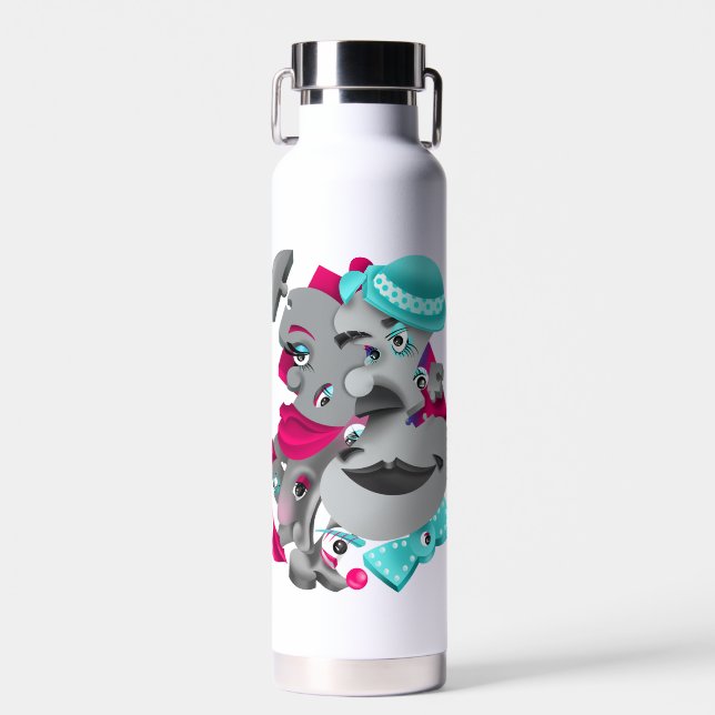 Botella de agua negrita y artística (Delantero)