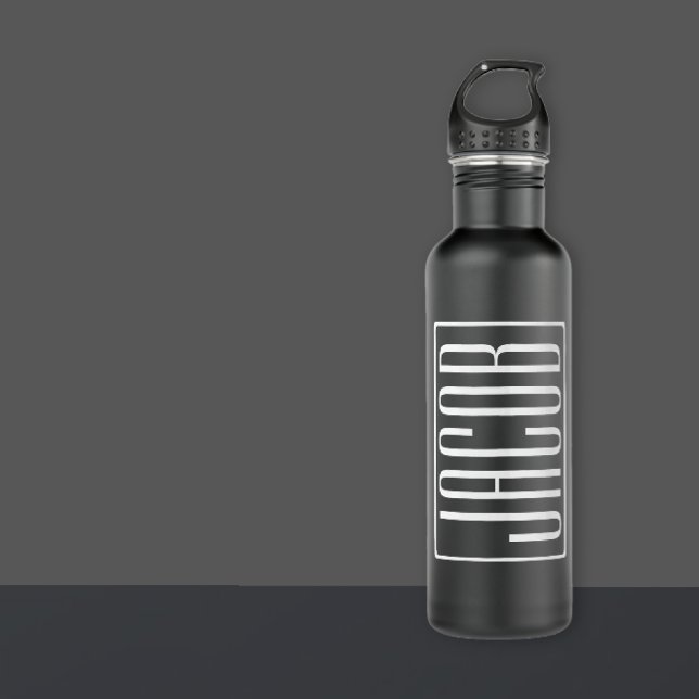 Botella De Agua Negrita y moderna tu nombre o palabra | Blanco sob (Subido por el creador)