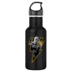 Botella De Agua Negro Adam Gray y Gold Lightning Graphic