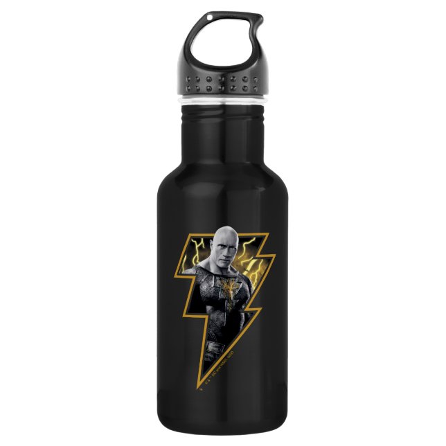 Botella De Agua Negro Adam Gray y Gold Lightning Graphic (Anverso)