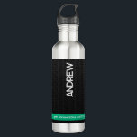 Botella De Agua Negro moderno personalizado<br><div class="desc">Manténgase al día en cualquier parte con esta botella de agua de acero inoxidable personalizada, con un diseño moderno y elegante e impreso con nombres personalizados. Construido a partir de acero inoxidable duradero, mantiene las bebidas frías durante horas y es ligero para viajes, trabajo, escuela o el gimnasio. Personaliza fácilmente...</div>