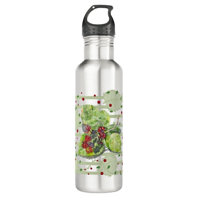 Botella De Agua NegroBerry verde y rojo (Anverso)