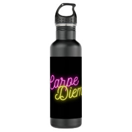Botella De Agua Neon Carpe Diem Word Art