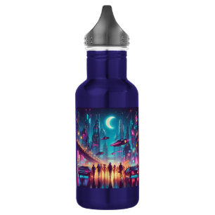 Botella De Agua Neon Cityscape