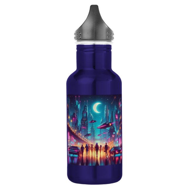 Botella De Agua Neon Cityscape (Izquierda)