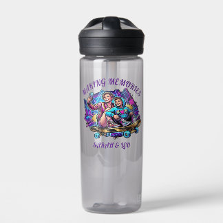 Botella De Agua Neon Graffiti Cool Mom & Son Skateboard Water Bott