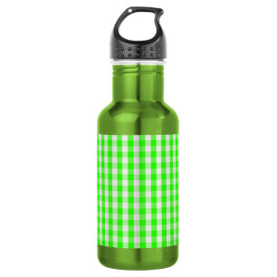 Botella De Agua Neon Green Gingham Pattern de Shirley Taylor