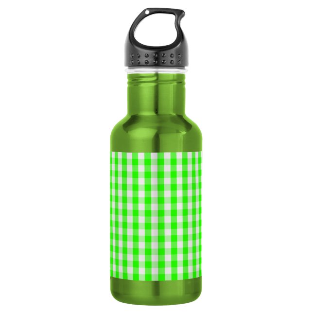 Botella De Agua Neon Green Gingham Pattern de Shirley Taylor (Anverso)