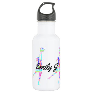 Botella De Agua Netball personalizado arte de la palabra del