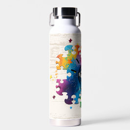 Botella De Agua Neurodiversidad Rompecabezas del cerebro