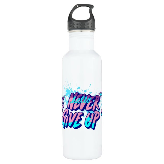 BOTELLA DE AGUA NEVER GIVE UP  (Anverso)