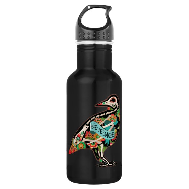 Botella De Agua Nevermore Sugar Skull Raven (Anverso)