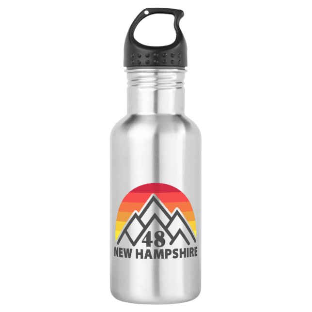 Botella De Agua New Hampshire 48 Retro Montaña (Anverso)