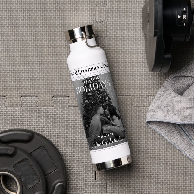 Botella De Agua Newspaper What A Year Black White Photo Christmas (Gimnasio (girado))