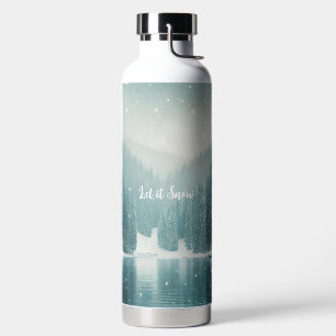 Botella De Agua Nieve en invierno, lago de montaña