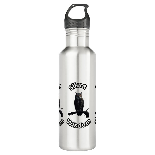 Botella De Agua  **Night Forest Owl – Realistic Nocturnal Owl Illu (Anverso)