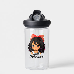 Botella De Agua Niña de dibujos animados hispana personalizada