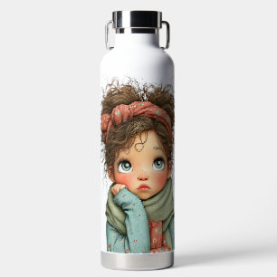 BOTELLA DE AGUA NIÑA IRLANDESA PEQUEÑA Y BONITA CON CABELLO CASTAÑ