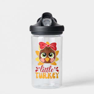 Botella De Agua Niña Pavo Pequeña Acción de Gracias Infantil