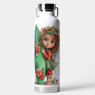 BOTELLA DE AGUA NIÑA ROJA Y VERDE LINDAS EXCÉNTRICAS DE VERANO