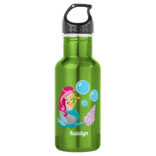 Botella De Agua Niña Sirena Personalizada Linda