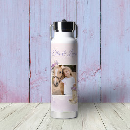 Botella De Agua Niñas Caballo Floral Púrpura