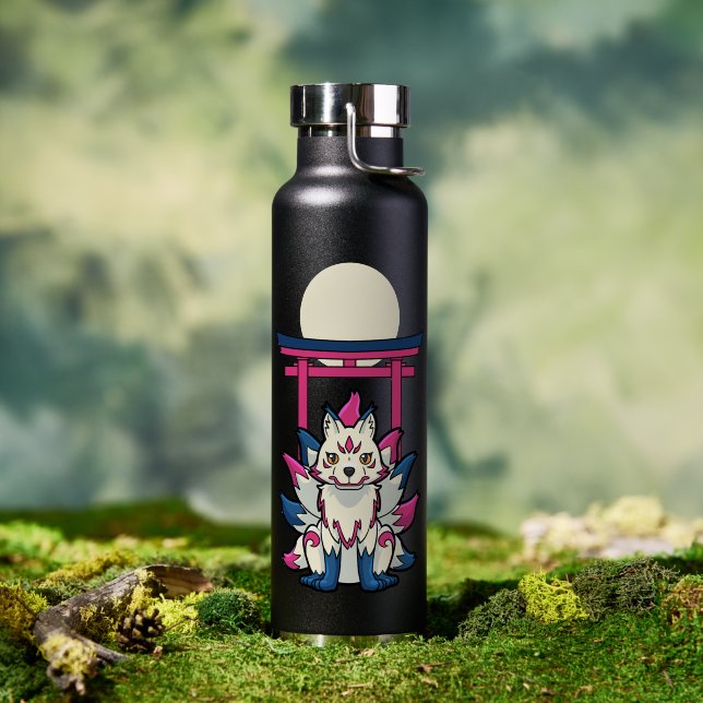 Botella De Agua Nine-Tailed Kitsune Fox- Japanese Yokai (Al aire libre (girado))