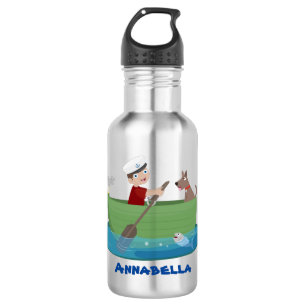 Botella De Agua Niño pequeño marinero y personalizado de un bote d