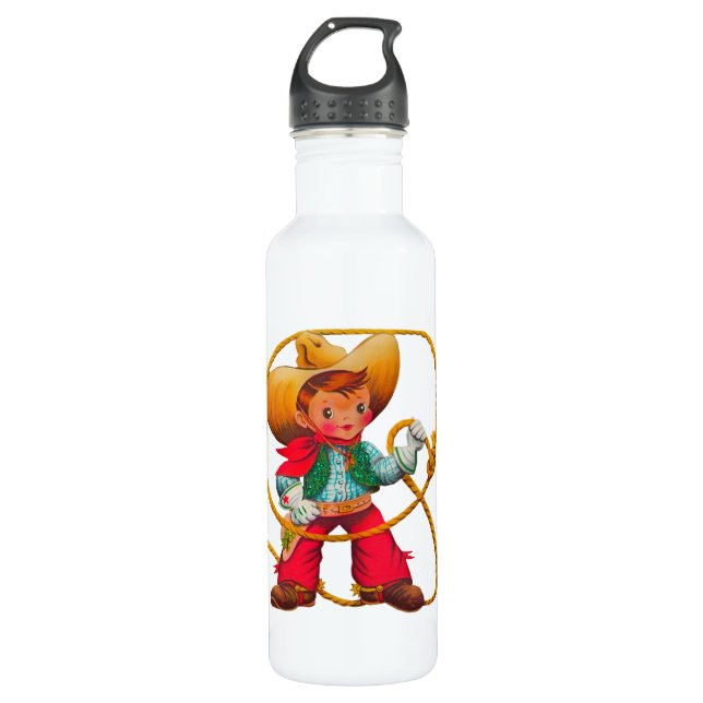 Botella De Agua Niño retro niño vago occidental (Anverso)