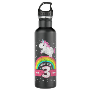 Botella De Agua Niños adoran el arcoiris de Unicornio rosa Chica d