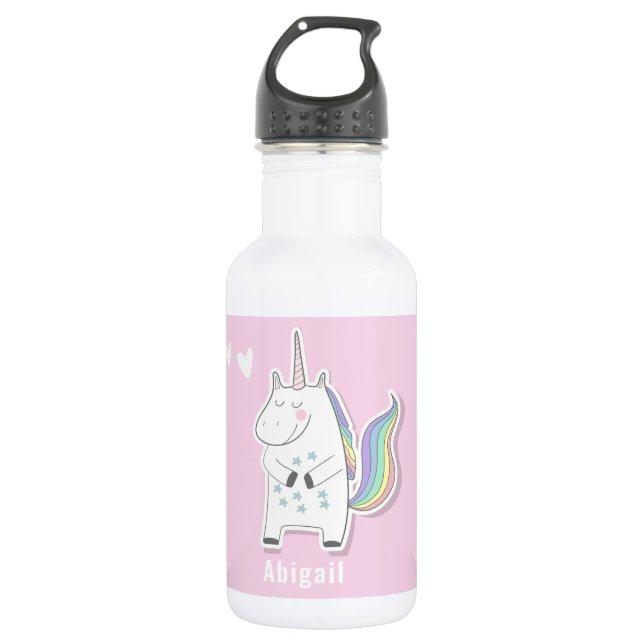 Botella De Agua Niños con unicornio personalizados (Anverso)