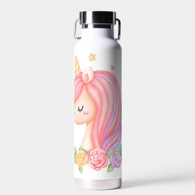 Botella De Agua Niños de Unicornio Rosa (Delantero)