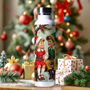 Botella De Agua Niños Hadas Élficas Vintage Navidad