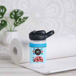 Botella De Agua Niños ladybugs agregan iniciales estrellas azul Ca