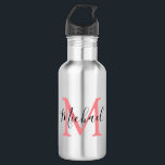 Botella De Agua Niños Monogramas Personalizados De Vuelta A Las Ar<br><div class="desc">Envíe a sus hijos de vuelta a la escuela con estilo, con estas botellas de agua de monograma elegantes. Perfecto para excursiones al parque, la playa, los deportes y los picnics. El frasco presenta sus hijos inicial y nombre, todos los estilos de fuente, tamaño y color del texto se pueden...</div>