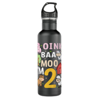 Botella De Agua Niños Oink Baa Moo Im 2 Animales de granja 2º cump