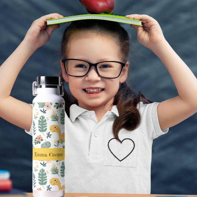 Botella De Agua Niños Personalizados de dinosaurios pequeños (Subido por el creador)