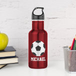 Botella De Agua Niños personalizados de la pelota de fútbol<br><div class="desc">Diseño personalizado para deportistas y aficionados al deporte.</div>