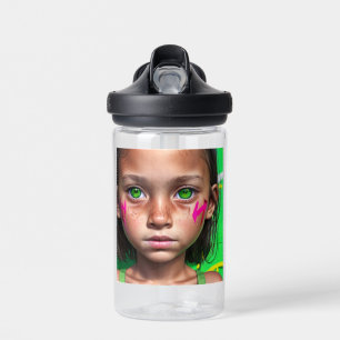 Botella De Agua Niños tribales   Ojos verdes futuristas estoicos C