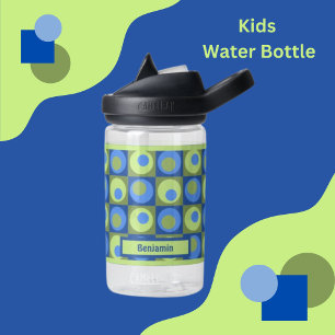 Botella De Agua Niños Verde Azul Azul Personalizado Punto Cuadrado