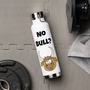 Botella De Agua No Bull Funny Brown Personalizado Cow Head Art