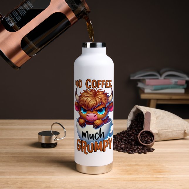 Botella De Agua No Café Mucho Malhumor  (Café (girado))