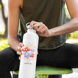 Botella De Agua No deje de hacerlo Naranja motivacional Retro púrp