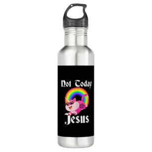 Botella De Agua No Hoy Jesús Satánico Gato Gótico Arcoiris Anti Re